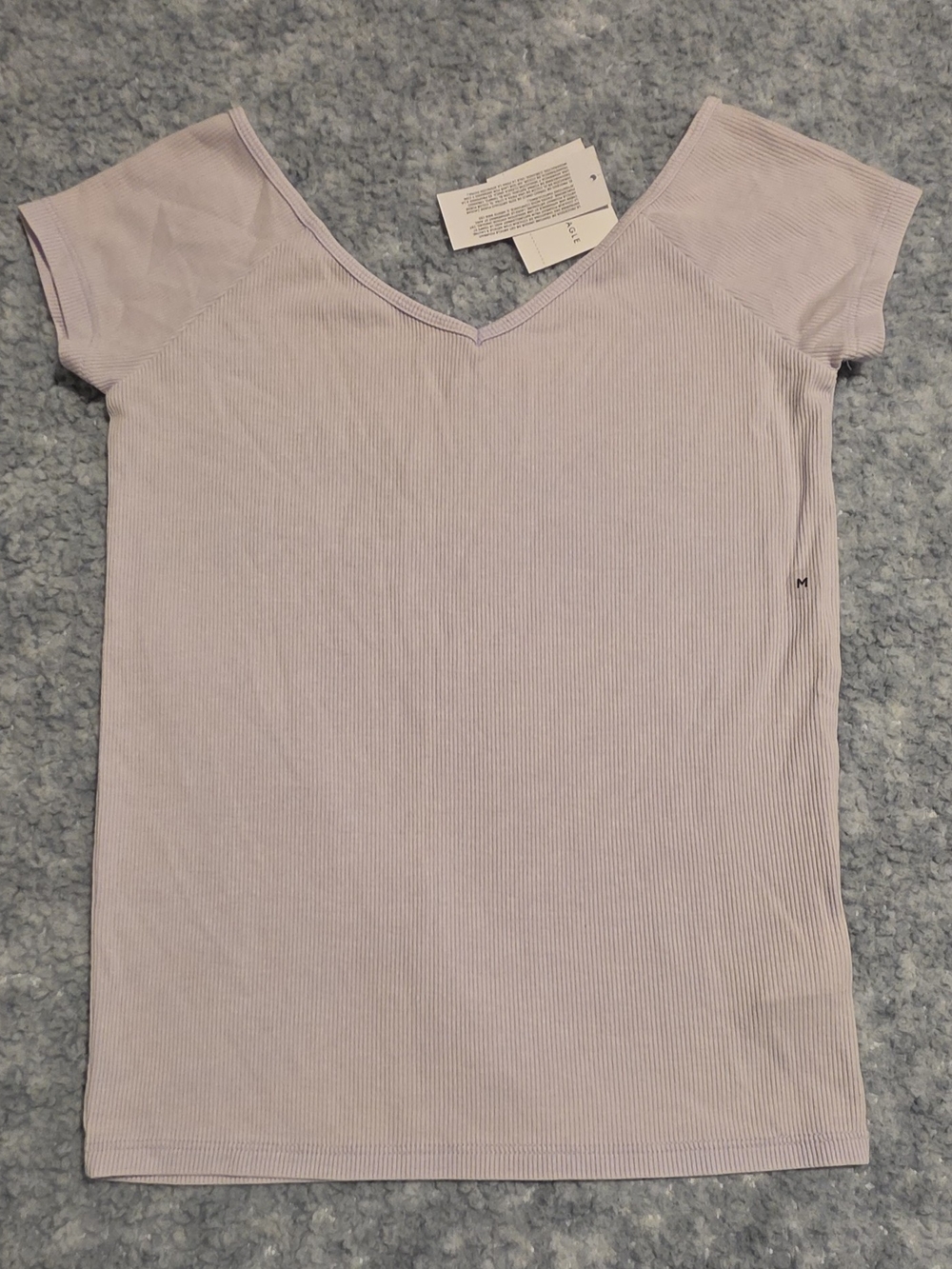 American Eagle Outfitters Lavender Ribbed V-Neck Short Sleeve Tee